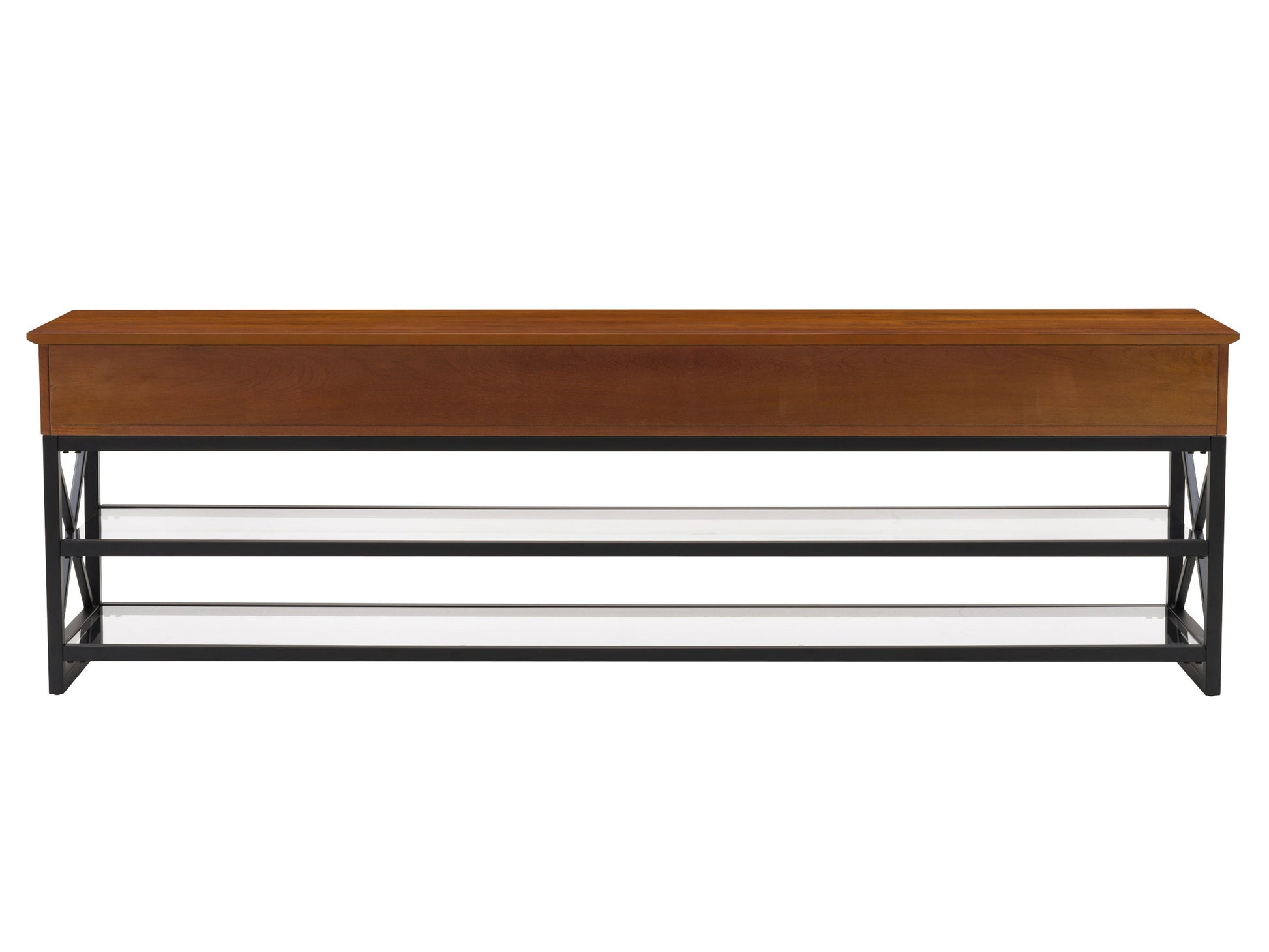 Cherry brown TV stand for TVs up to 95 inches, featuring sleek design, ample storage with shelves and cabinets, crafted from high-quality wood, perfect for modern living rooms.
