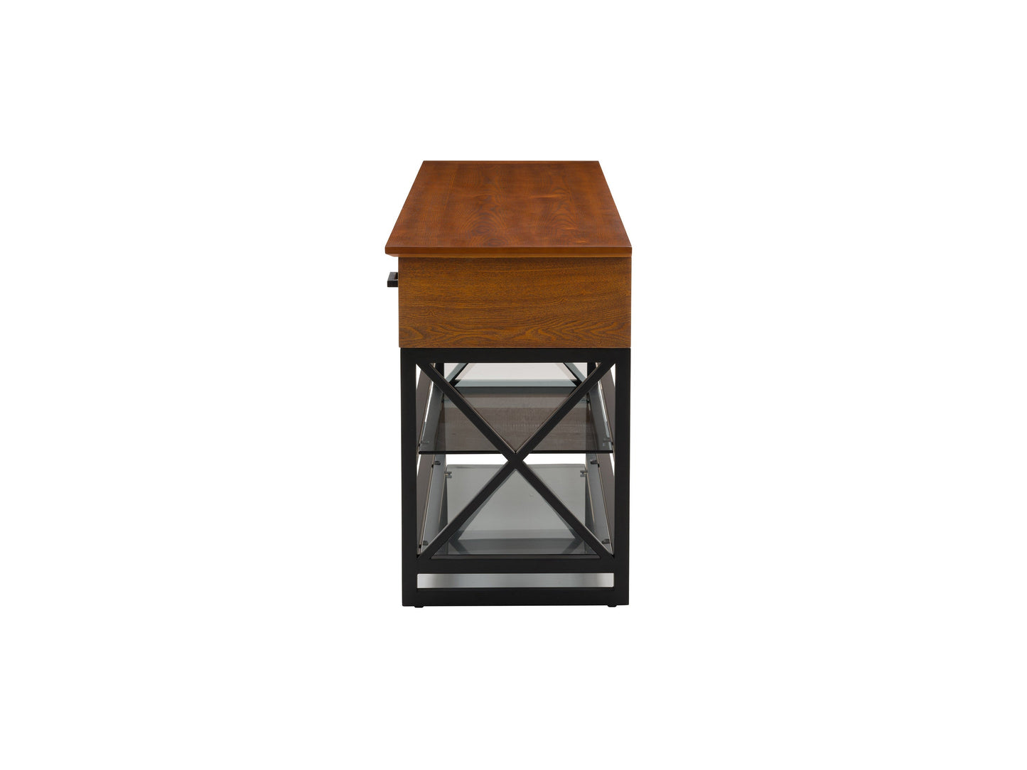Cherry brown TV stand for TVs up to 95 inches, featuring sleek design, ample storage with shelves and cabinets, crafted from high-quality wood, perfect for modern living rooms.