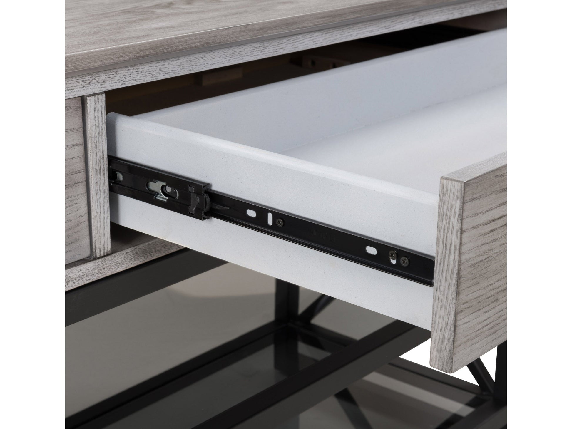 Grey TV stand for TVs up to 95 inches, featuring sleek modern design, durable wood construction, two spacious open shelves, and a minimalist style perfect for contemporary living rooms.