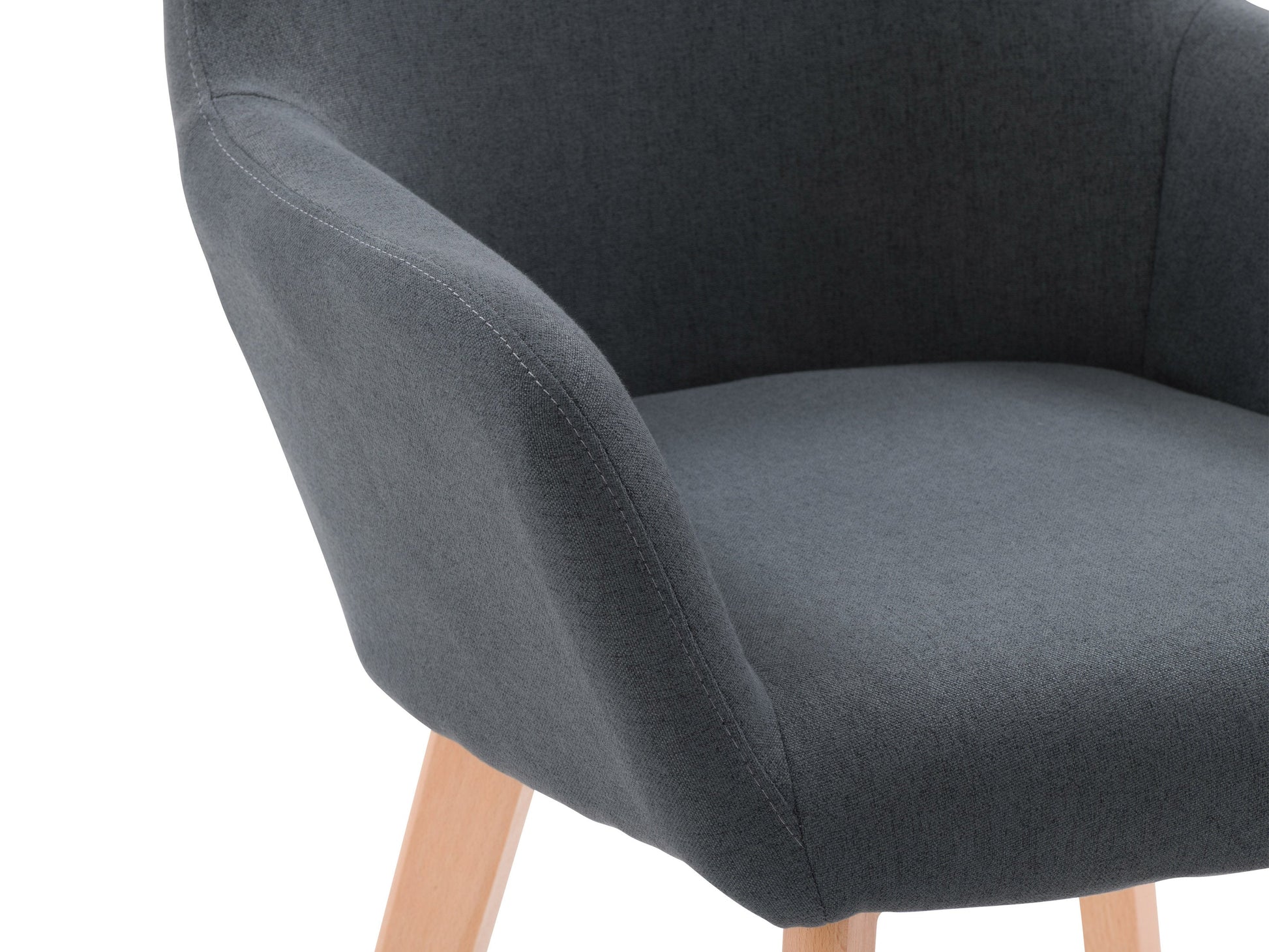 Dark grey dining chairs set of 2, featuring cushioned seats with soft fabric upholstery, sleek wooden legs, and a modern design perfect for contemporary dining rooms.
