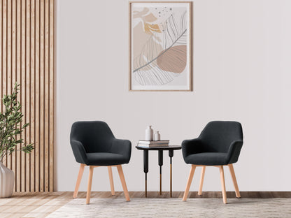 Dark grey dining chairs set of 2, featuring cushioned seats with soft fabric upholstery, sleek wooden legs, and a modern design perfect for contemporary dining rooms.