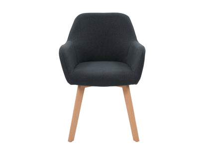 Dark grey dining chairs set of 2, featuring cushioned seats with soft fabric upholstery, sleek wooden legs, and a modern design perfect for contemporary dining rooms.