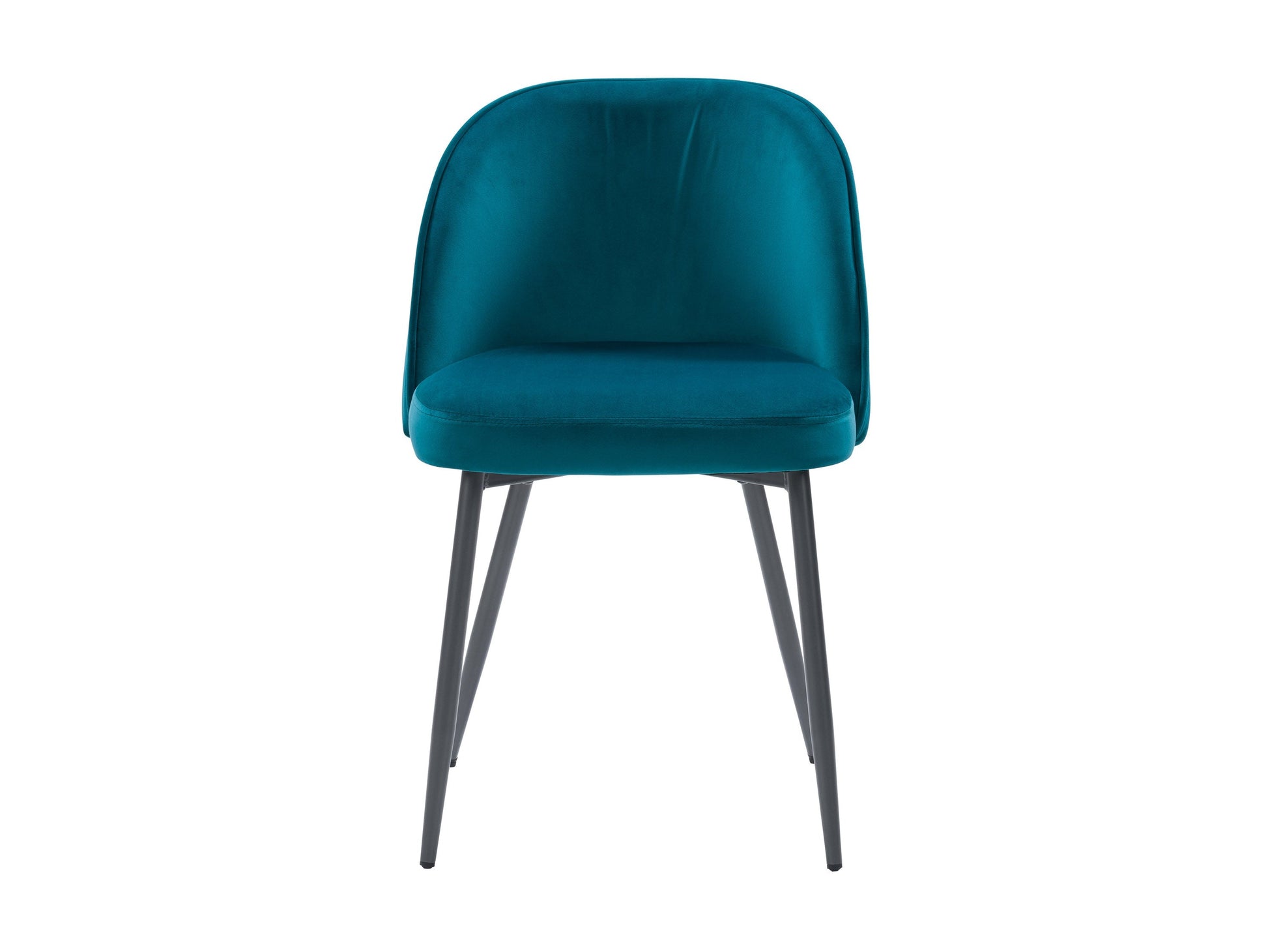 Teal velvet dining chair with gold metal legs, featuring a curved backrest and plush cushioning for luxurious comfort and modern elegance. Ideal for contemporary dining rooms or stylish home offices.