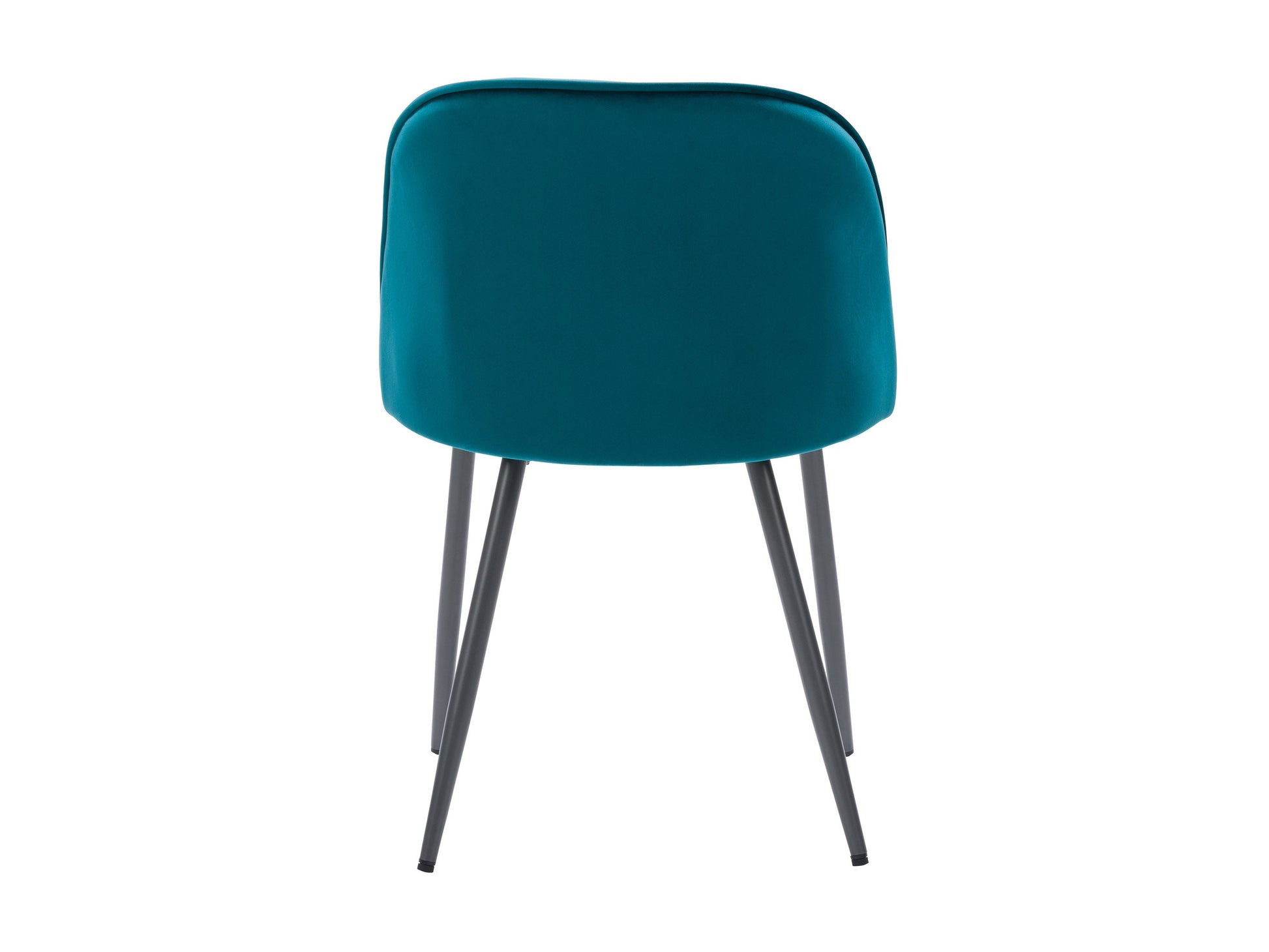 Teal velvet dining chair with gold metal legs, featuring a curved backrest and plush cushioning for luxurious comfort and modern elegance. Ideal for contemporary dining rooms or stylish home offices.