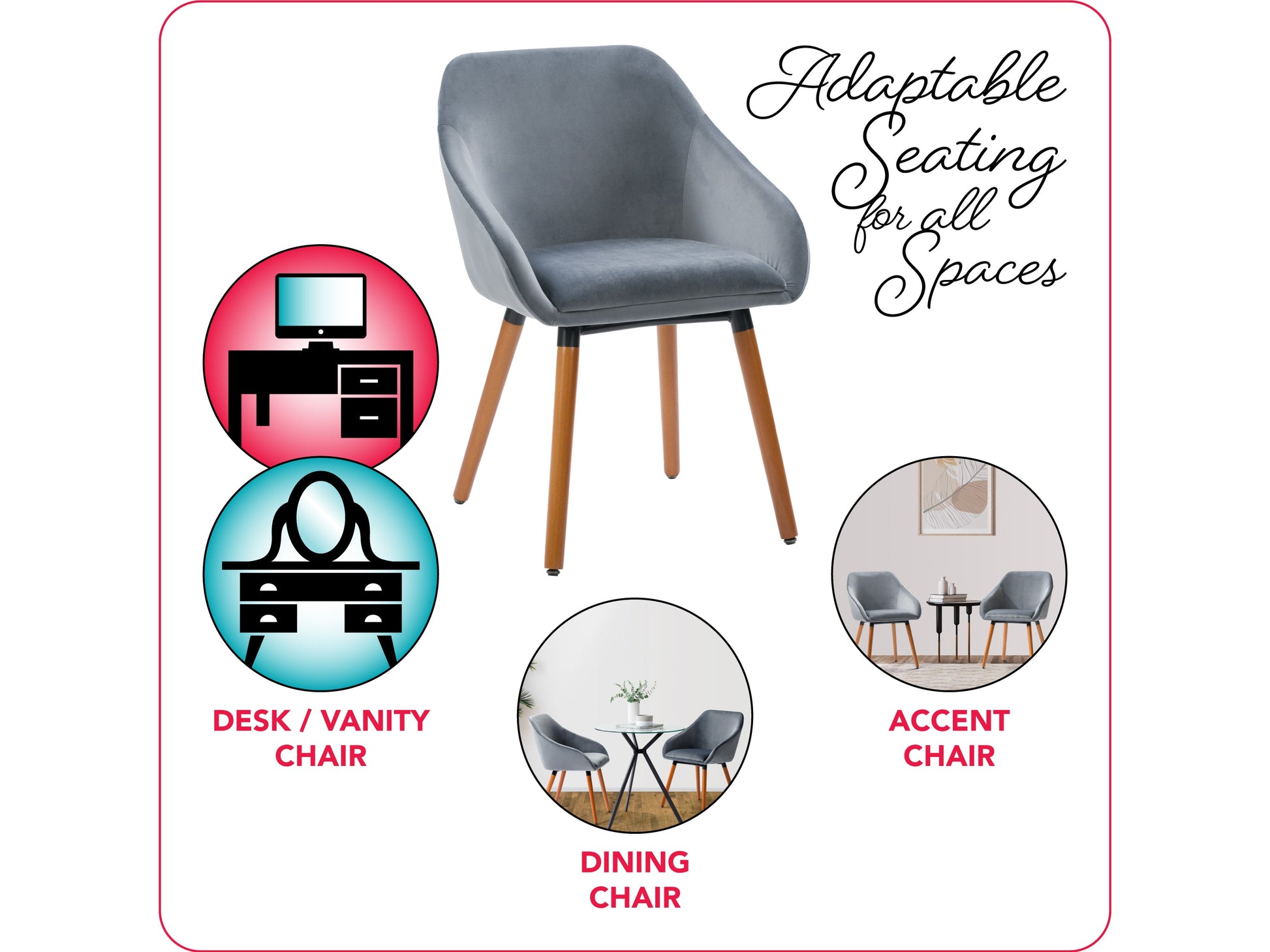Set of 2 grey velvet dining chairs with tufted backs, sleek black metal legs, and plush cushioning for modern dining rooms.