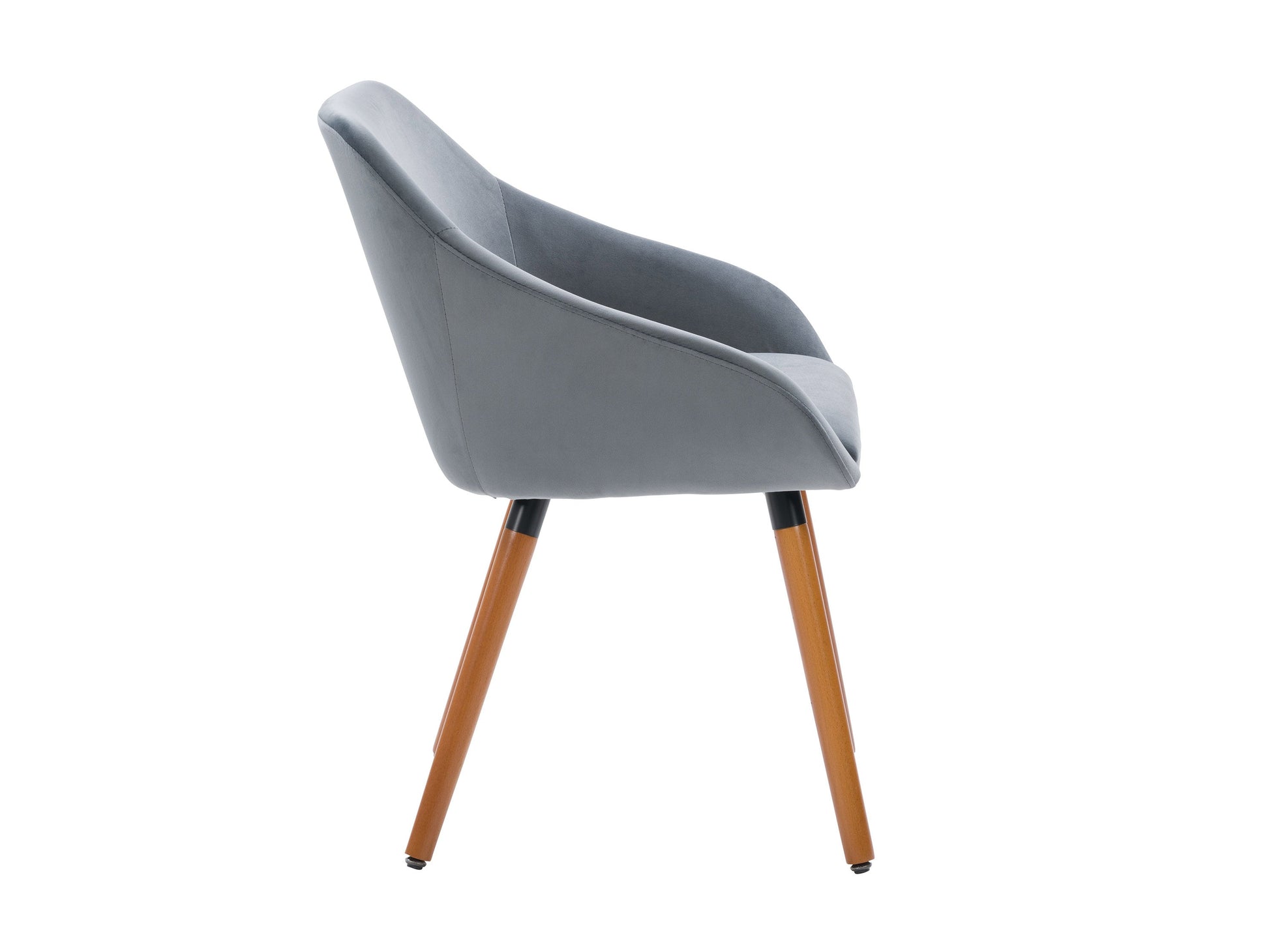 Set of 2 grey velvet dining chairs with tufted backs, sleek black metal legs, and plush cushioning for modern dining rooms.