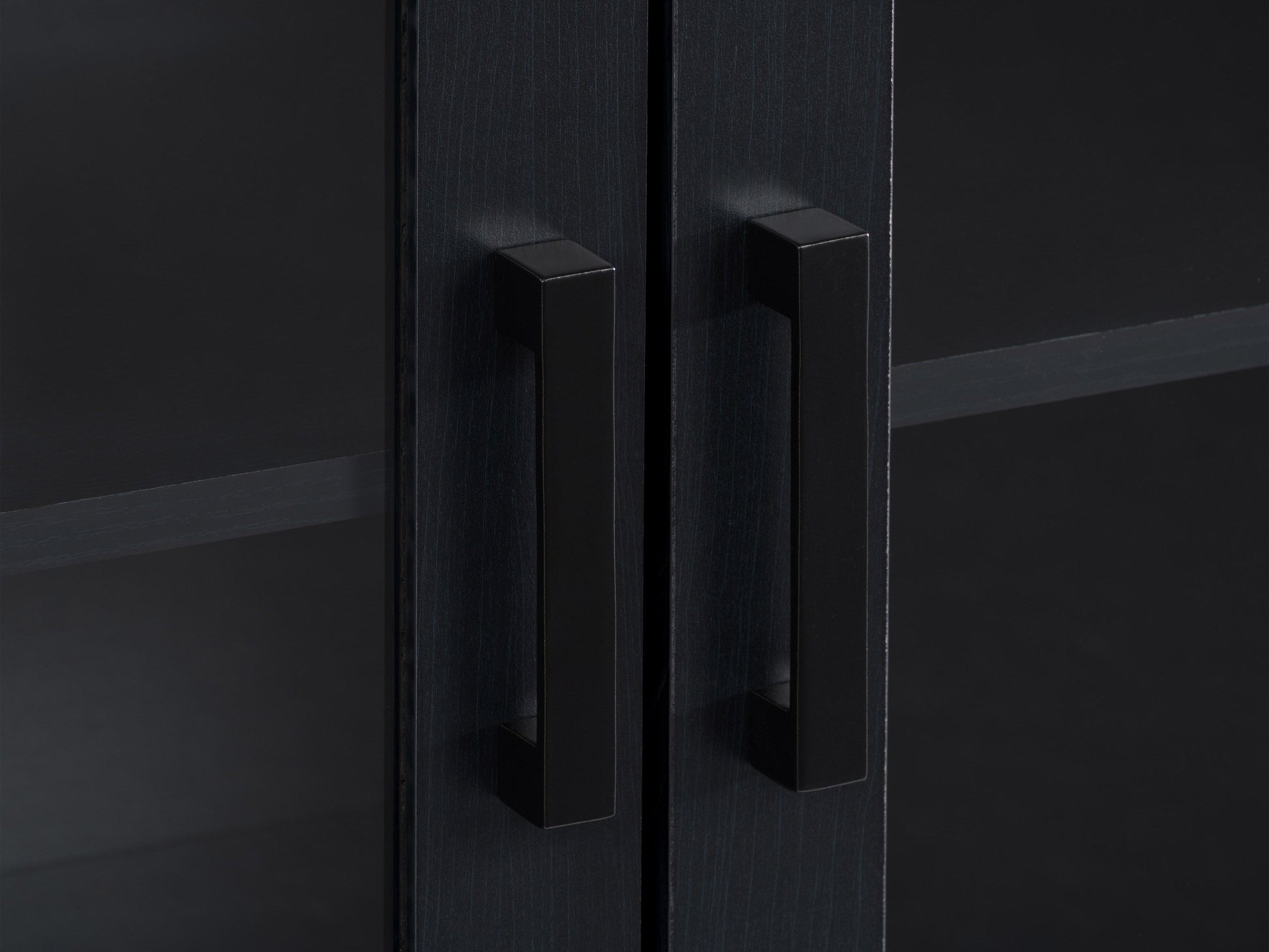 Black TV stand for TVs up to 95 inches, featuring sleek modern design, sturdy wooden material, open shelving for media devices, and cable management system for a clutter-free setup.