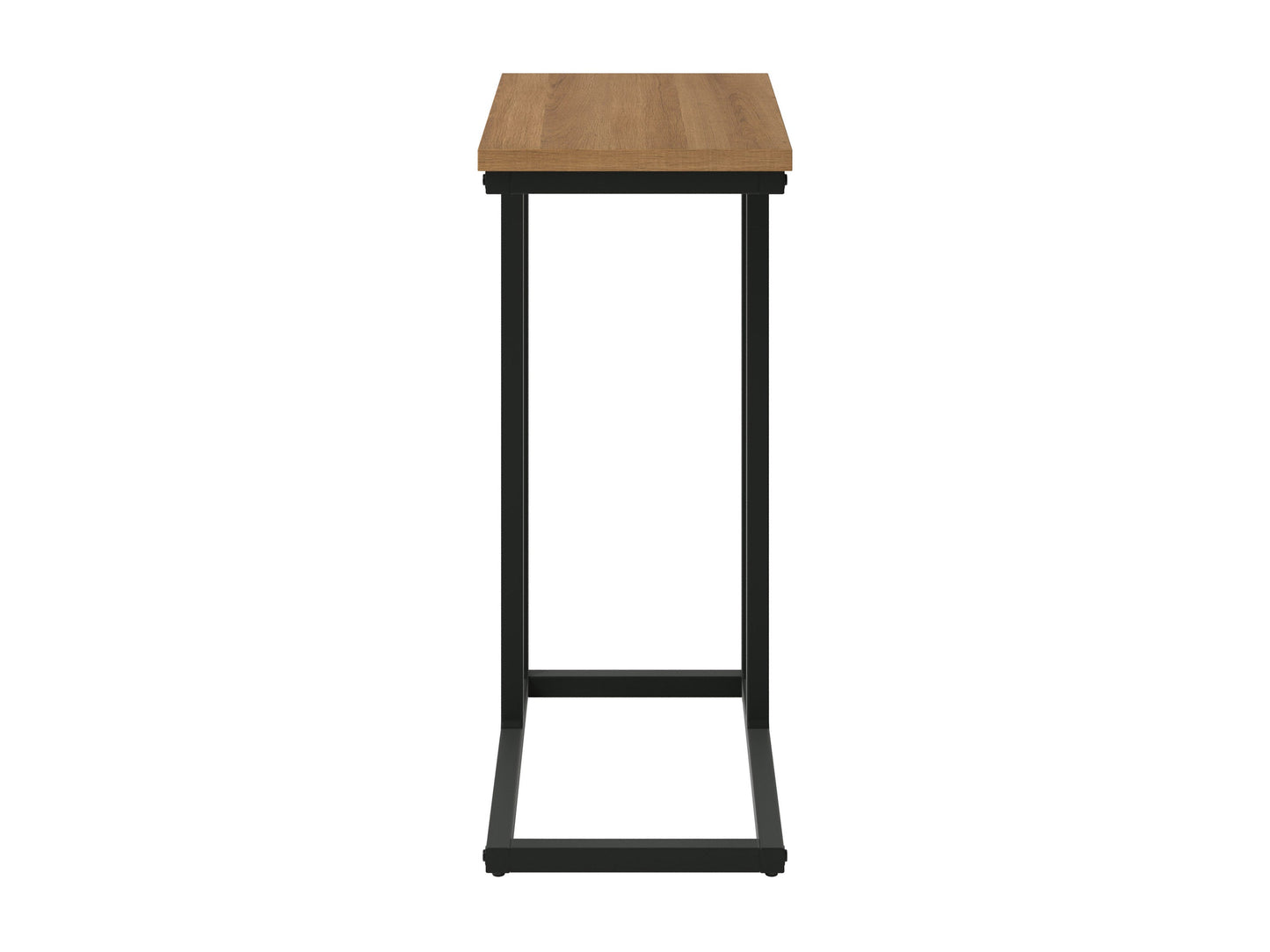 Brown wood narrow side table with minimalist design, featuring a smooth rectangular top, slender legs, and a lower shelf for additional storage. Perfect for small spaces and modern interiors.