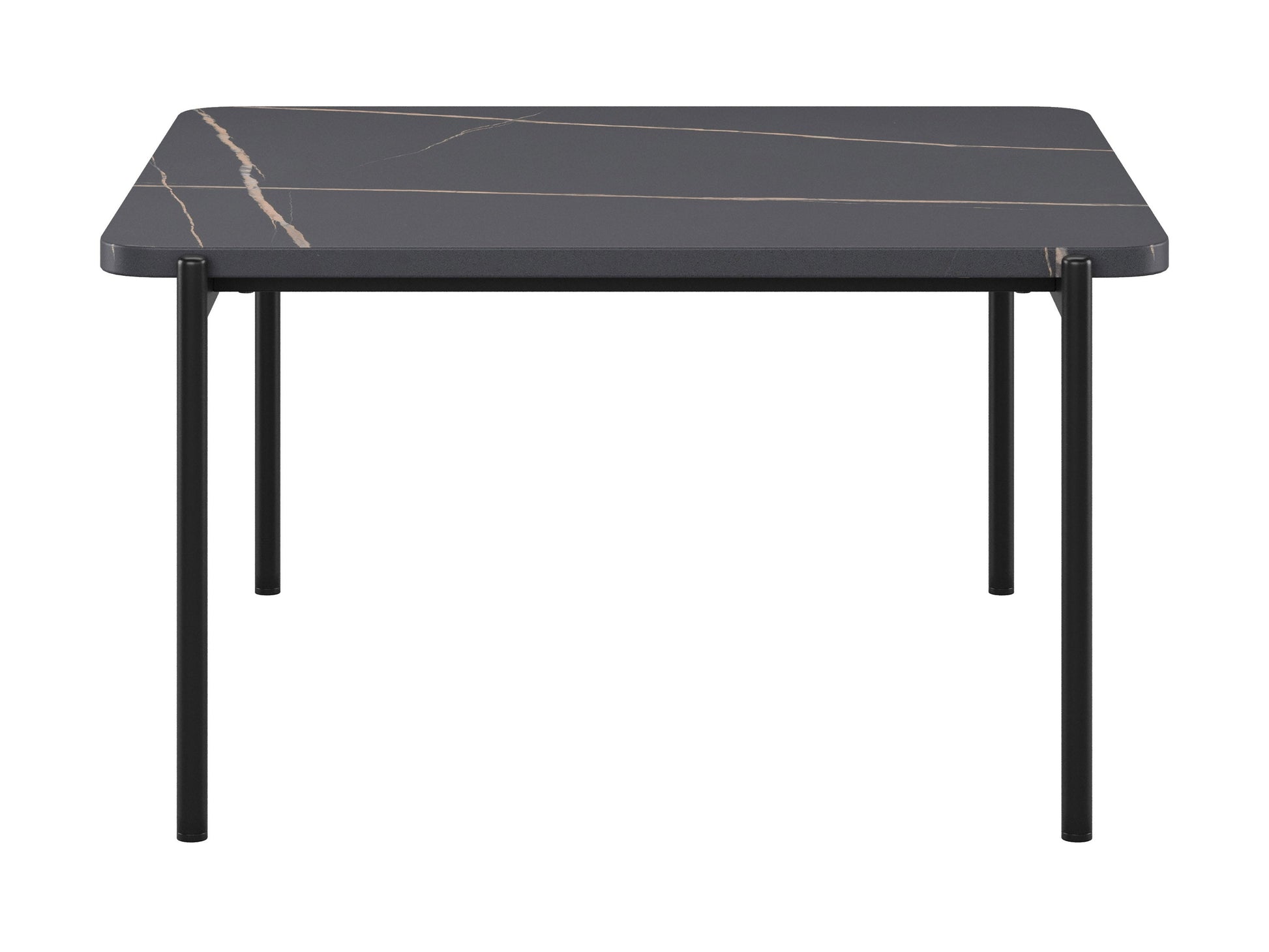 Black marble coffee table set with gold metal frame, featuring a sleek modern design, smooth marble texture, and nested tables for versatile living room decor. Ideal for contemporary interiors.