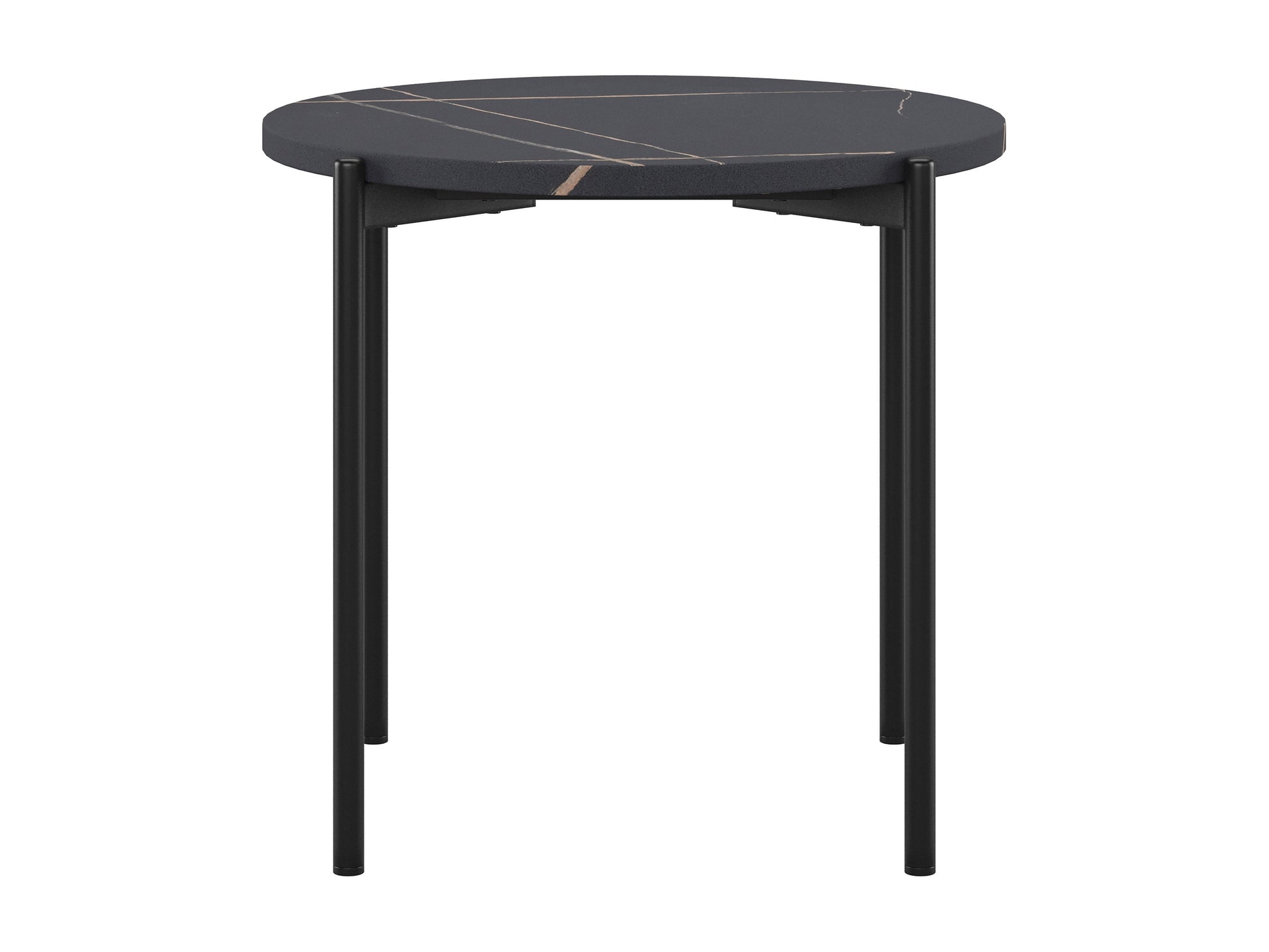 Black marble coffee table set with gold metal frame, featuring a sleek modern design, smooth marble texture, and nested tables for versatile living room decor. Ideal for contemporary interiors.