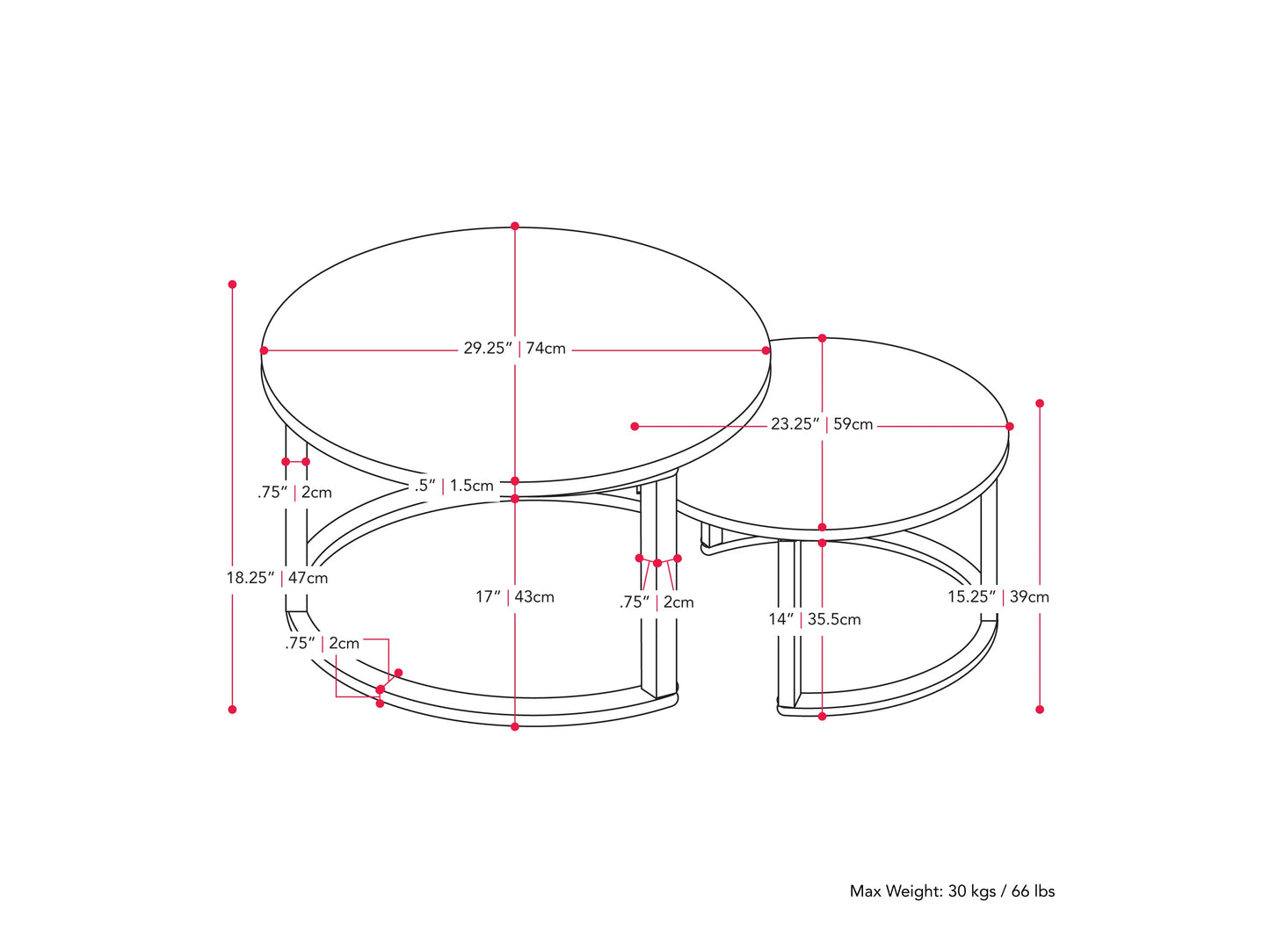 Round nesting coffee tables with white marble tops and gold metal frames, featuring a modern design and space-saving functionality. Perfect for contemporary living rooms seeking stylish, luxurious accents.