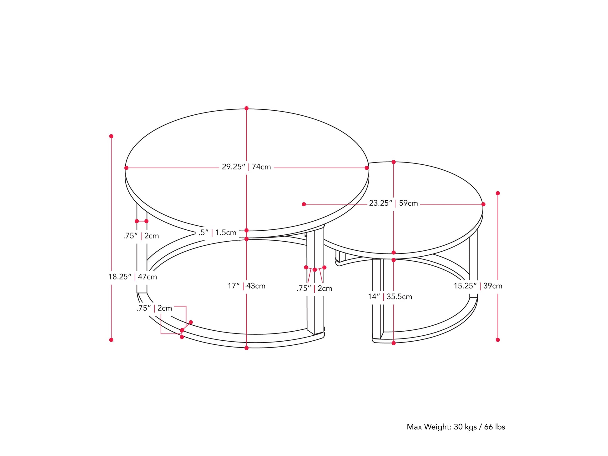 Round nesting coffee tables with white marble tops and gold metal frames, featuring a modern design and space-saving functionality. Perfect for contemporary living rooms seeking stylish, luxurious accents.