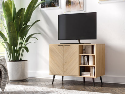 light brown Sideboard Buffet, TVs up to 48" Himari Collection lifestyle scene by CorLiving#color_himari-light-brown