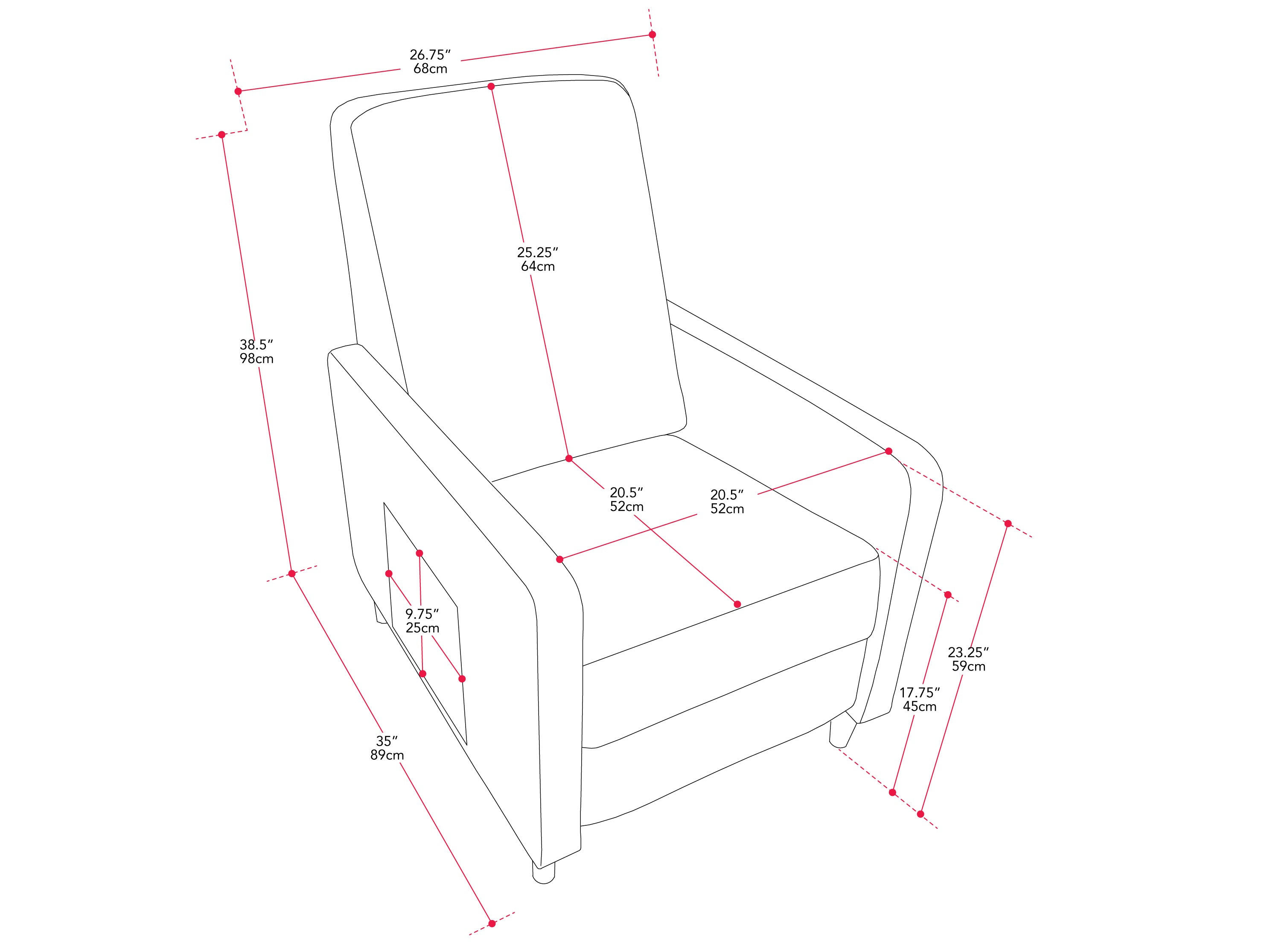 Soren Pushback Recliner with legs, White Linen