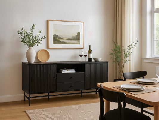 Black Curved Sideboard Buffet
