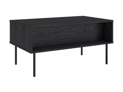 Black fluted coffee table with sleek round design, made of durable wood, featuring a textured fluted base and smooth top surface, perfect for modern living rooms or minimalist decor.