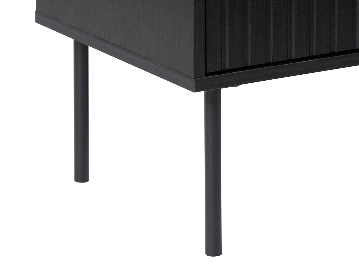 Modern sideboard buffet with sleek walnut finish, featuring three spacious drawers and two cabinet doors with brushed metal handles, perfect for stylish storage in dining or living rooms.