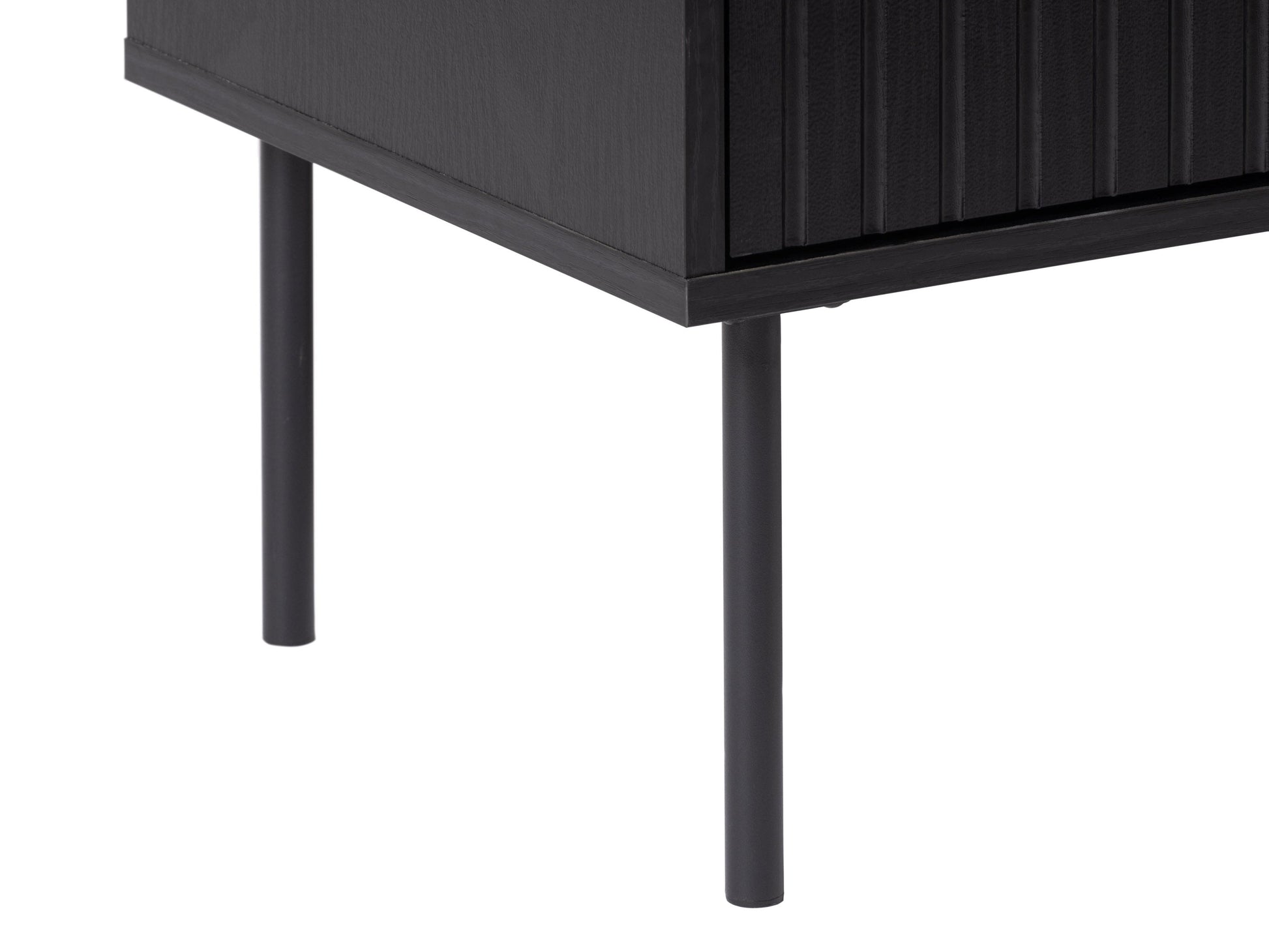Modern sideboard buffet with sleek walnut finish, featuring three spacious drawers and two cabinet doors with brushed metal handles, perfect for stylish storage in dining or living rooms.