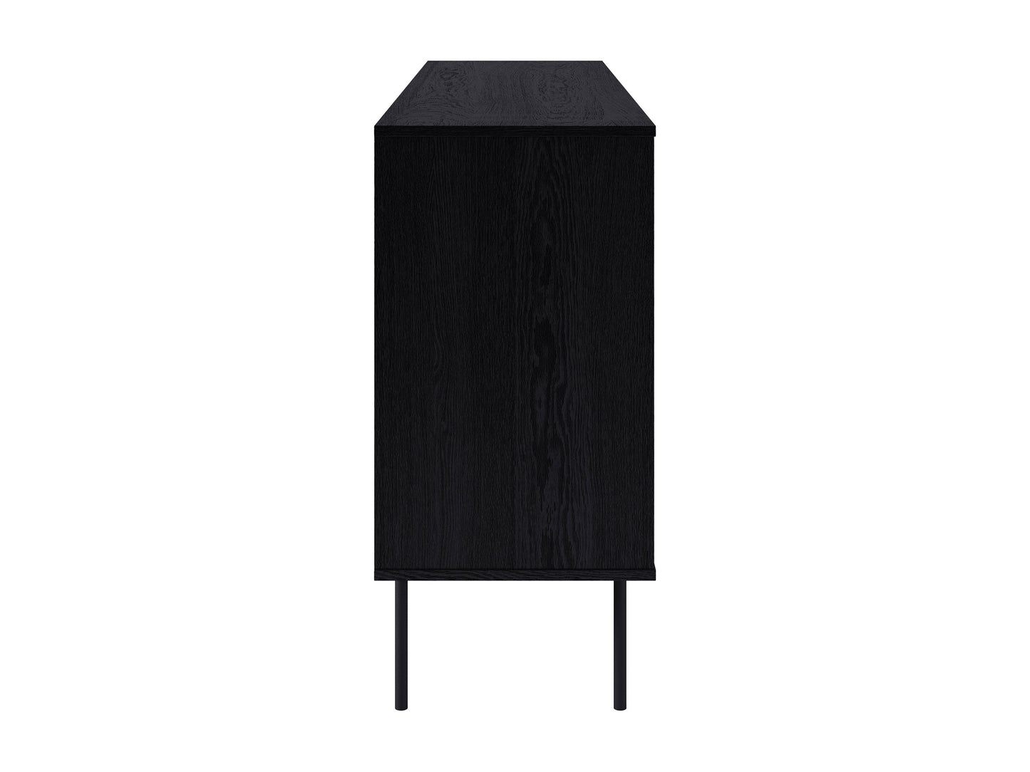 Modern sideboard buffet with sleek walnut finish, featuring three spacious drawers and two cabinet doors with brushed metal handles, perfect for stylish storage in dining or living rooms.