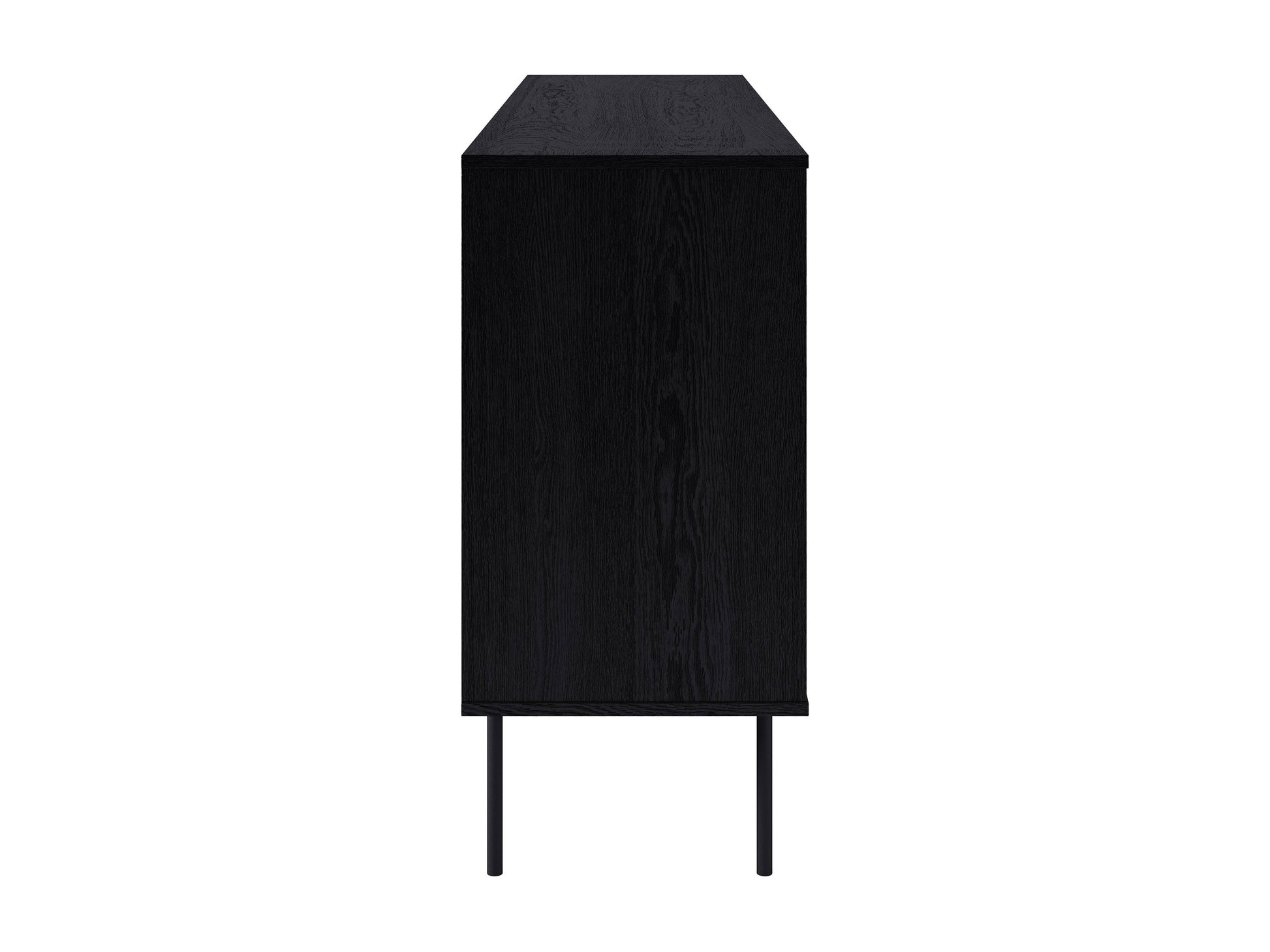 Modern sideboard buffet with sleek walnut finish, featuring three spacious drawers and two cabinet doors with brushed metal handles, perfect for stylish storage in dining or living rooms.