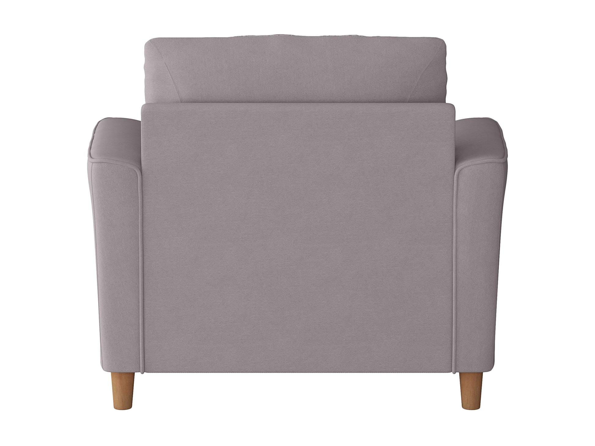 Modern beige armchair with plush cushions, wooden legs, and a wide seat, perfect for cozy living room seating.