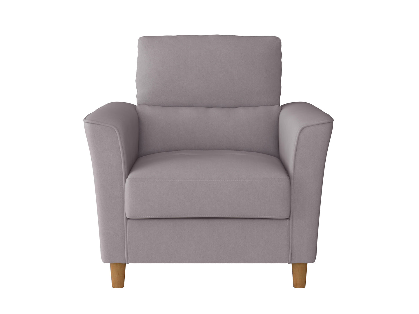Gray 2-seater loveseat and chair set with plush cushions, sleek wooden legs, and soft linen upholstery. Ideal for modern living rooms, this sofa set offers comfort and style with its minimalist design and neutral tones.
