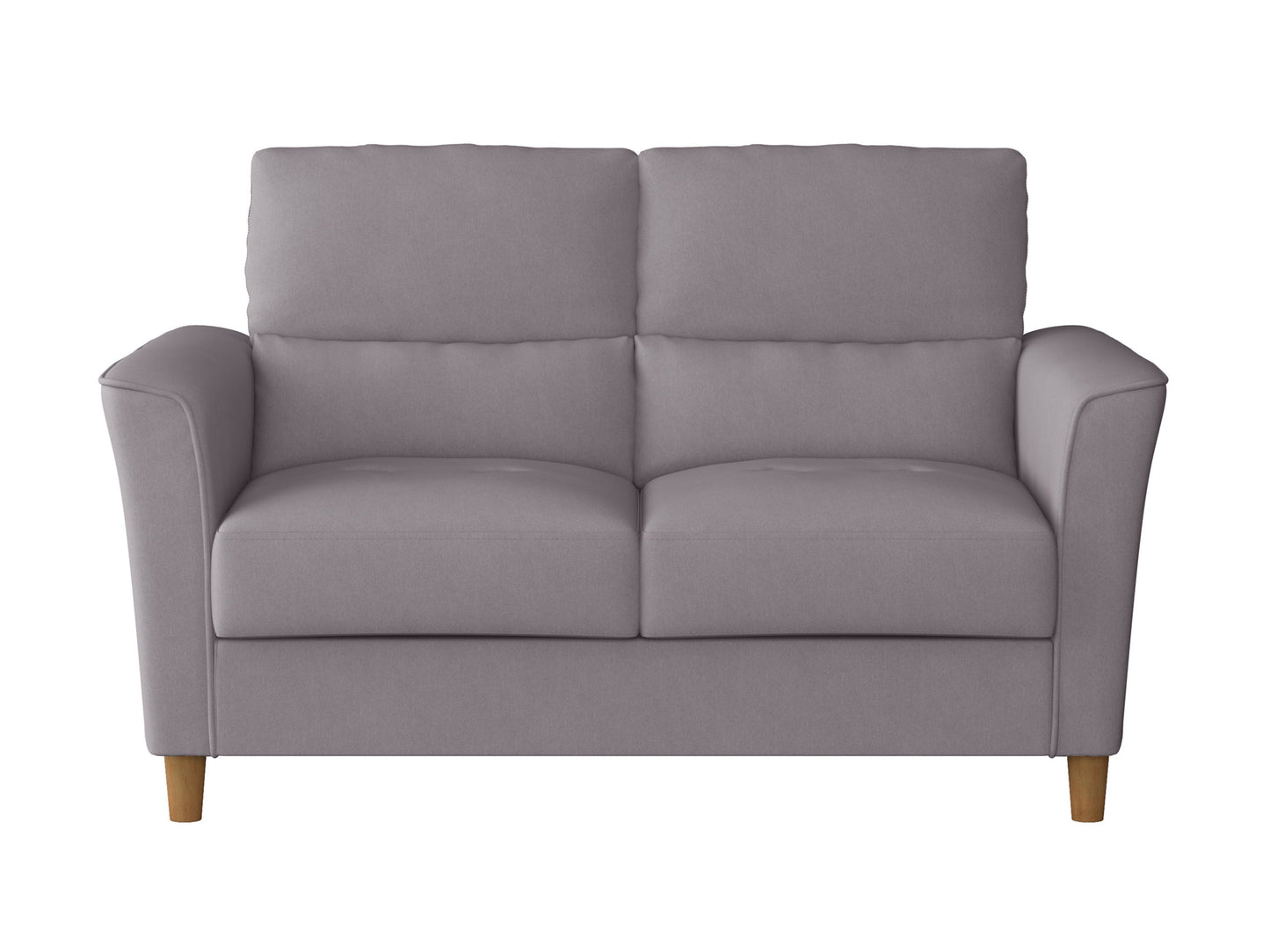 Gray 3-piece living room set featuring a modern sofa, loveseat, and armchair with tufted cushions, sleek wooden legs, and soft fabric upholstery. Perfect for contemporary home decor and comfortable seating.