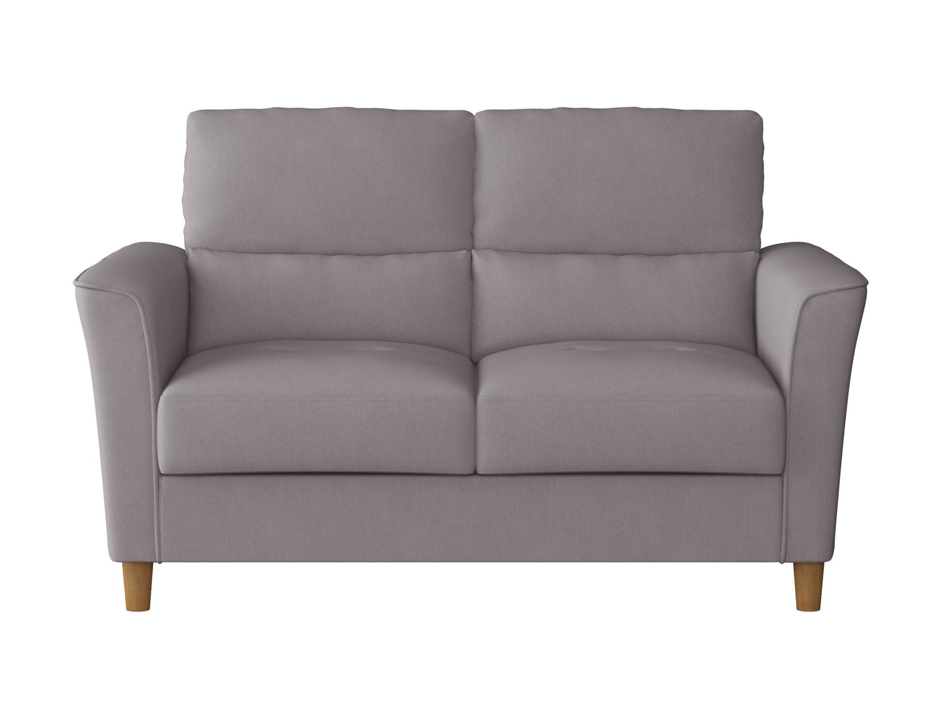 Gray 3-piece living room set featuring a modern sofa, loveseat, and armchair with tufted cushions, sleek wooden legs, and soft fabric upholstery. Perfect for contemporary home decor and comfortable seating.