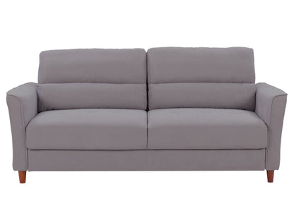 Light grey 3-seat sofa and matching chair set with plush cushions, modern design, and wooden legs, perfect for living room decor. Durable fabric upholstery, sleek lines, and comfortable seating for a stylish home.