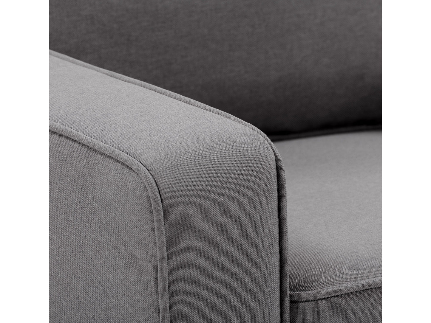 Grey 2-seater loveseat with matching chair set, featuring plush cushions, sleek modern design, and sturdy wooden legs. Ideal for contemporary living rooms, providing comfort and style.