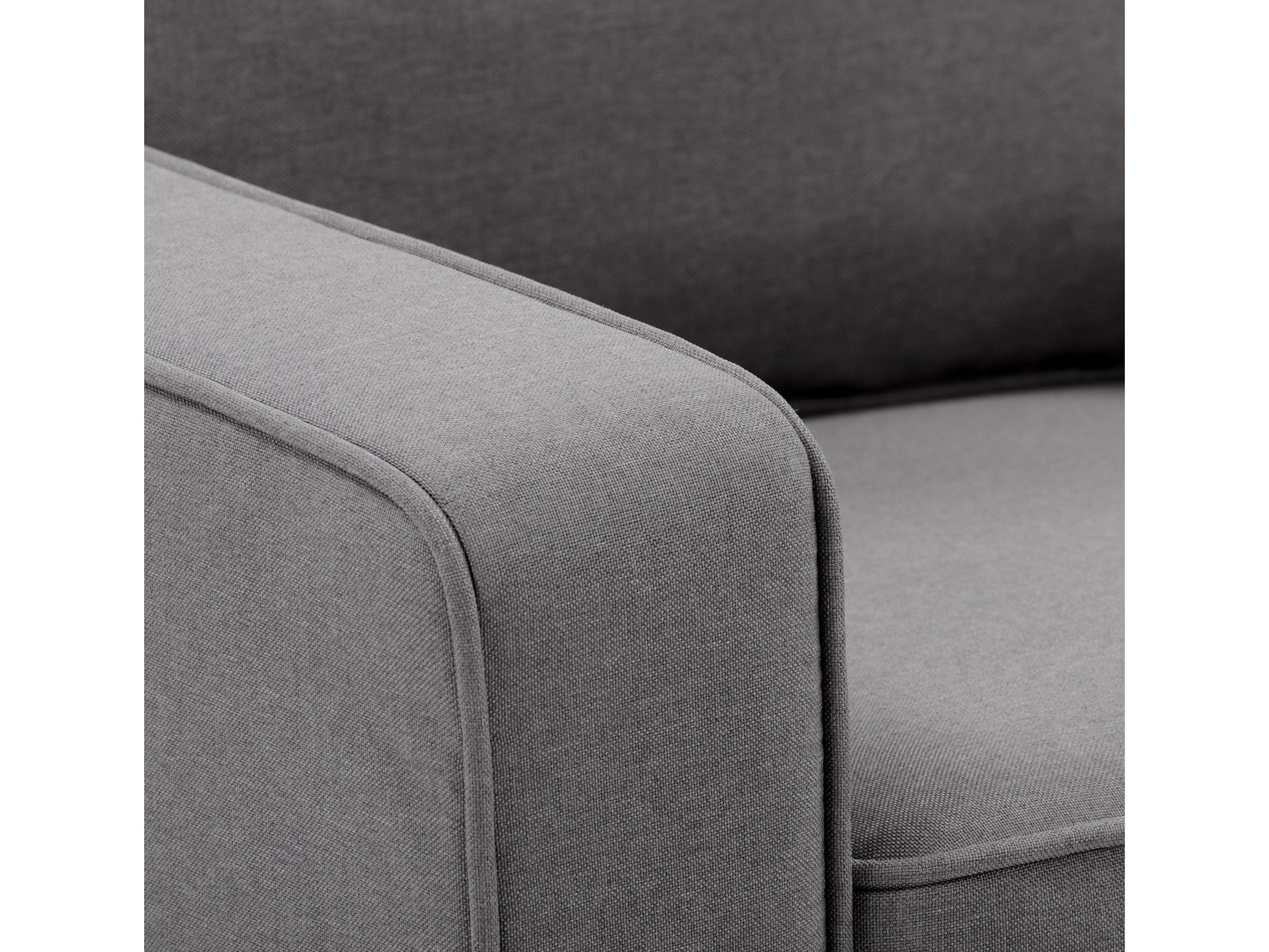 Grey 2-seater loveseat with matching chair set, featuring plush cushions, sleek modern design, and sturdy wooden legs. Ideal for contemporary living rooms, providing comfort and style.