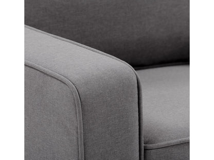 Grey 2-seater loveseat with matching chair set, featuring plush cushions, sleek modern design, and sturdy wooden legs. Ideal for contemporary living rooms, providing comfort and style.