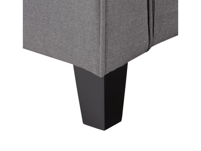 Grey 2-seater loveseat with matching chair set, featuring plush cushions, sleek modern design, and sturdy wooden legs. Ideal for contemporary living rooms, providing comfort and style.