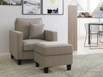 Georgia Fabric Ottoman, Taupe