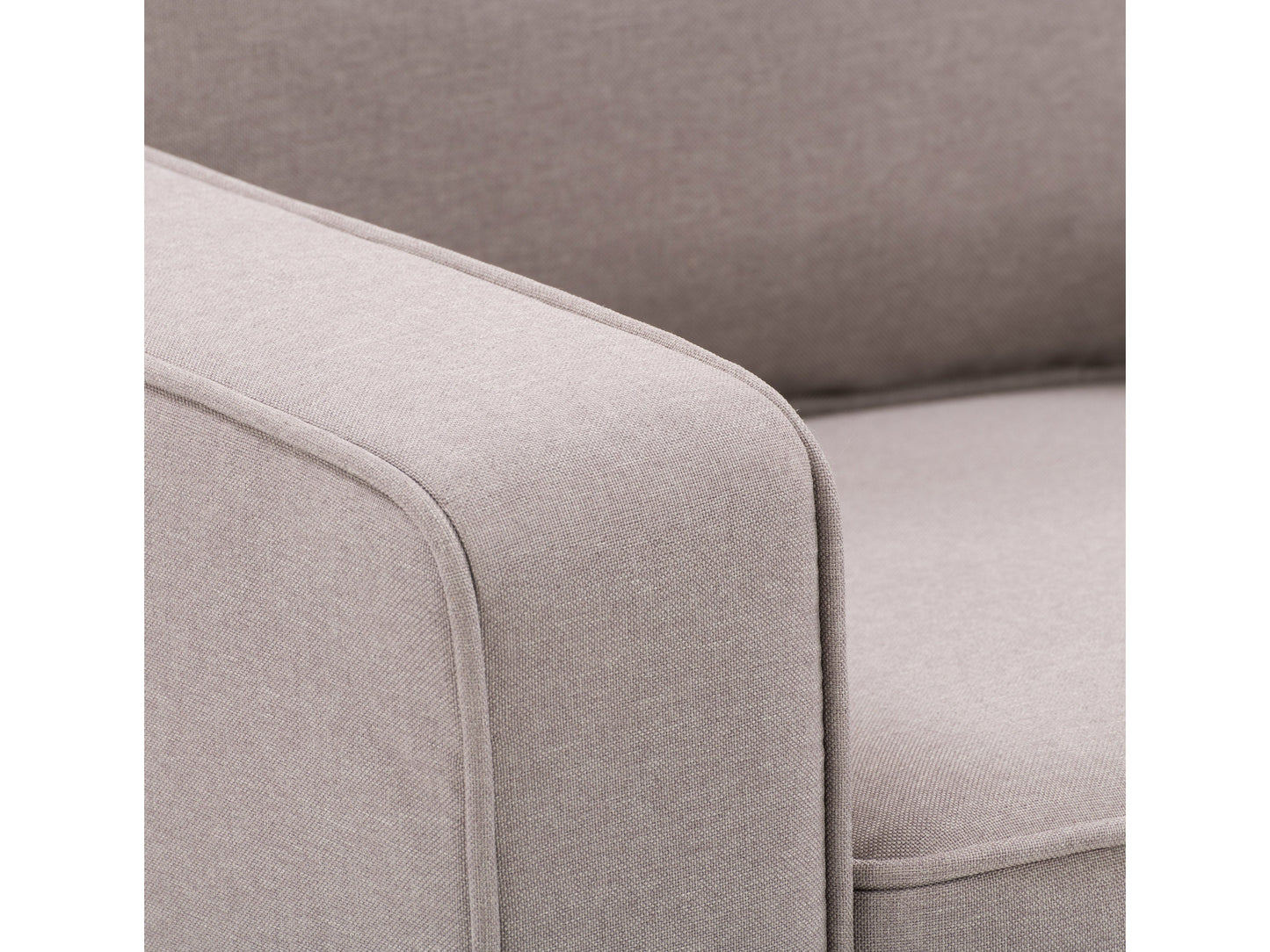 Taupe 2 seater loveseat and chair set with plush cushions, wooden legs, and modern design. Perfect for living rooms, offering comfort and style with durable fabric and neutral tones.