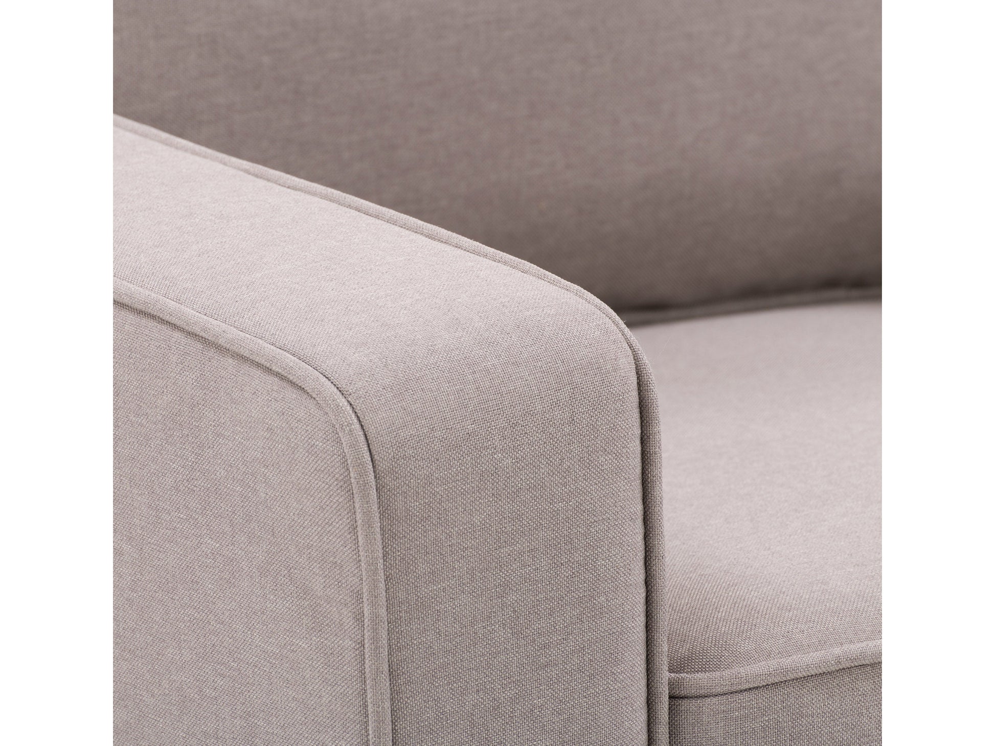 Taupe 2 seater loveseat and chair set with plush cushions, wooden legs, and modern design. Perfect for living rooms, offering comfort and style with durable fabric and neutral tones.