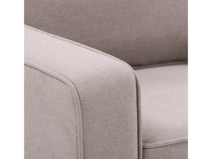 Taupe 2 seater loveseat and chair set with plush cushions, wooden legs, and modern design. Perfect for living rooms, offering comfort and style with durable fabric and neutral tones.
