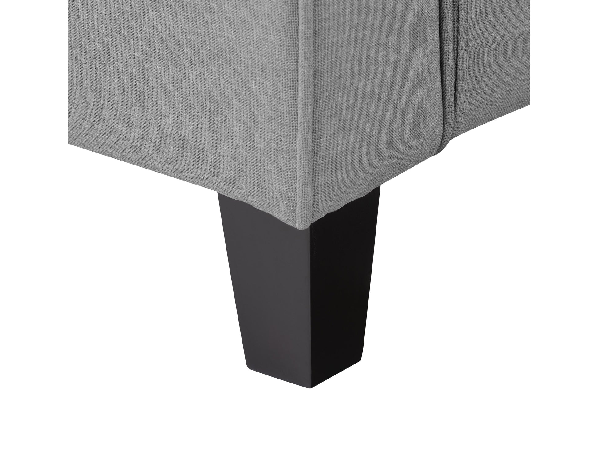 Modern 2-seater loveseat in grey fabric with plush cushions, wooden legs, and sleek armrests. Ideal for contemporary living rooms.
