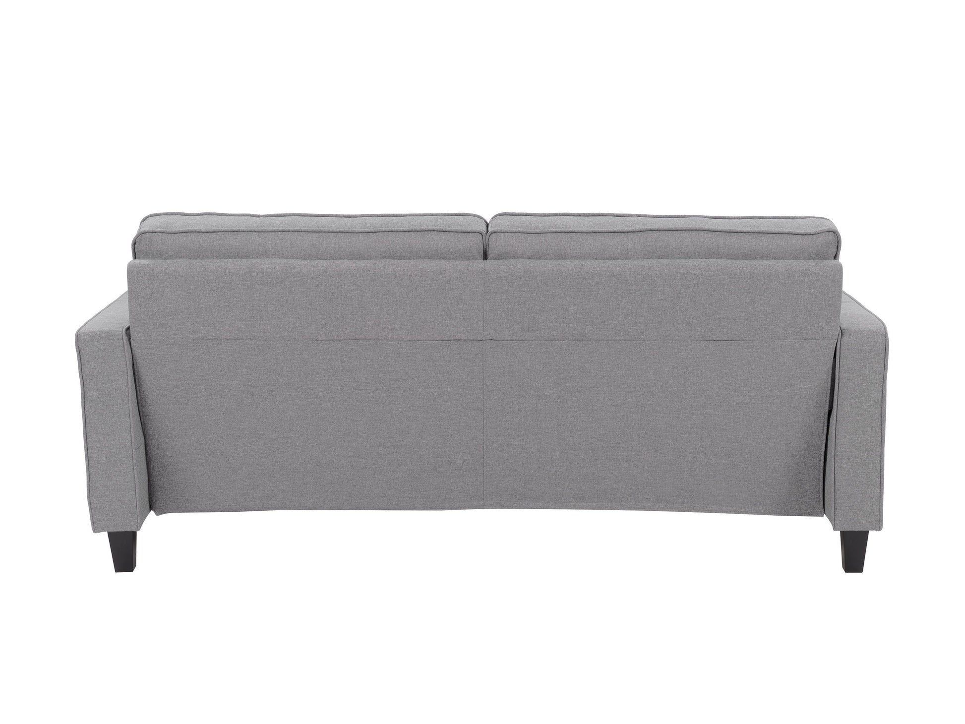 Light grey 3-seater sofa with plush cushions, wooden legs, and soft fabric upholstery. Ideal for modern living rooms, this stylish couch offers comfort and elegance, perfect for family gatherings or relaxation.