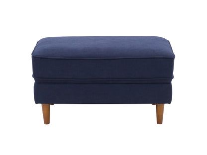 Navy blue 4-piece living room sofa set with plush cushions, sleek wooden legs, and soft fabric upholstery, featuring a modern design perfect for contemporary home decor and comfortable seating.