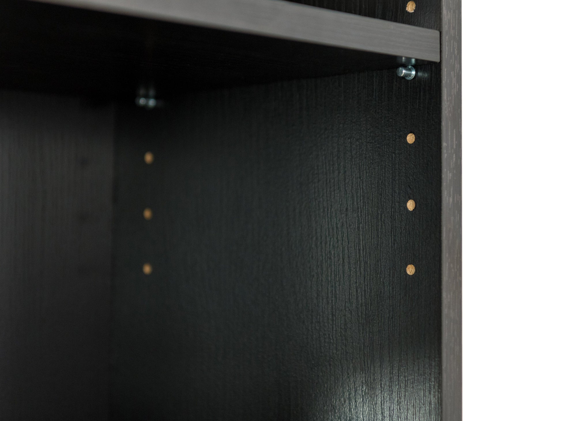 5-tier black bookshelf with sleek metal frame, wooden shelves, and modern industrial design, ideal for home office or living room storage and display.