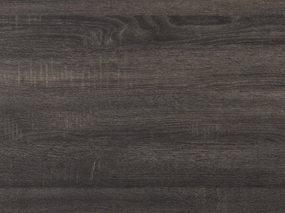 Dark grey rectangle coffee table with storage shelf, featuring a sleek wooden finish and minimalist design. Ideal for modern living rooms, providing ample space for books, decor, and essentials.