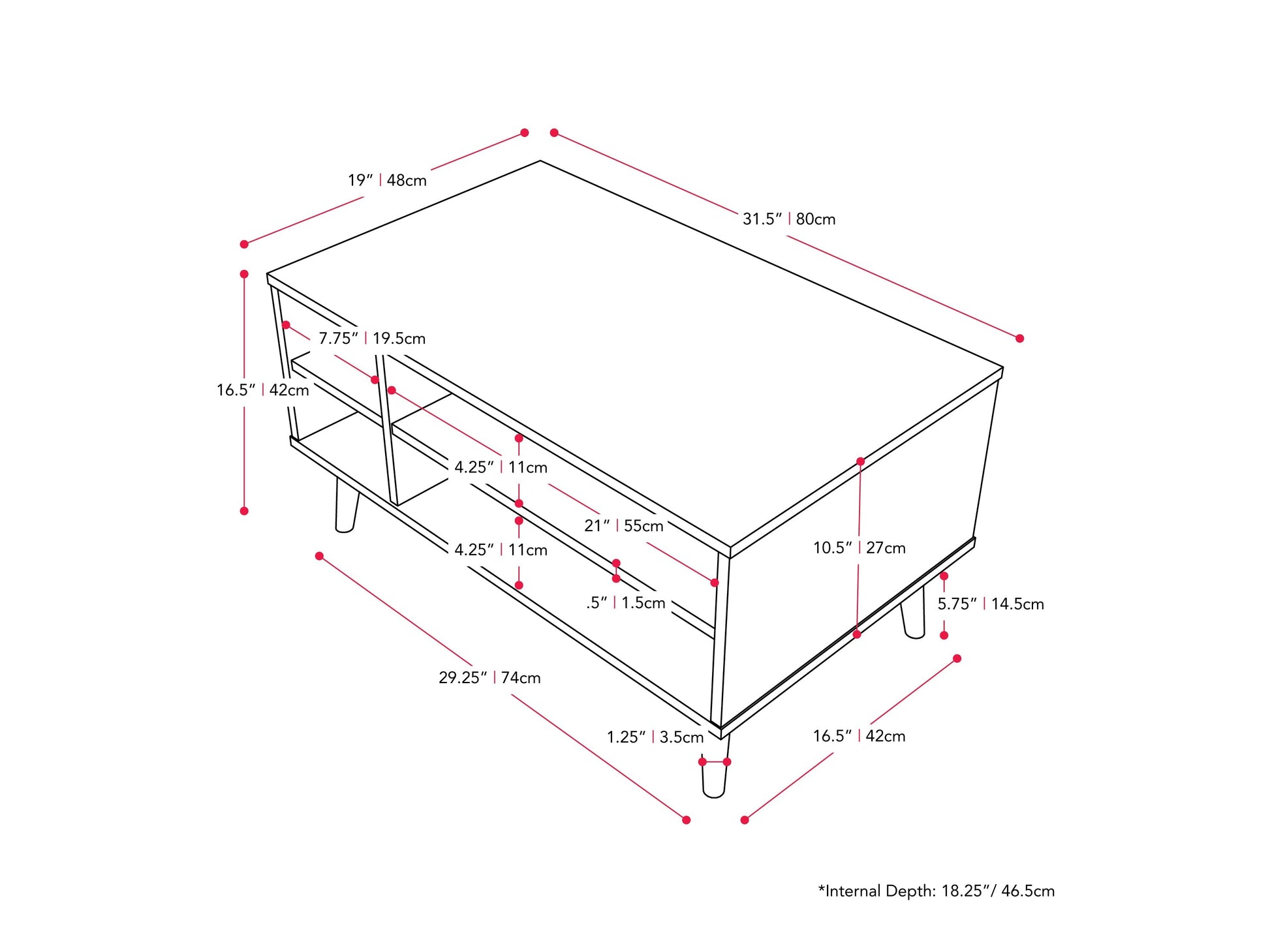 Dark grey rectangle coffee table with storage shelf, featuring a sleek wooden finish and minimalist design. Ideal for modern living rooms, providing ample space for books, decor, and essentials.