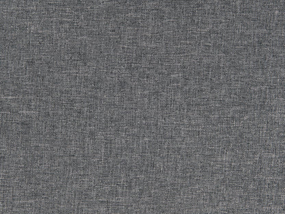 Grey entryway bench with cushioned seat, wooden legs, and storage shelf underneath. Upholstered in soft, textured fabric. Ideal for hallways or mudrooms.