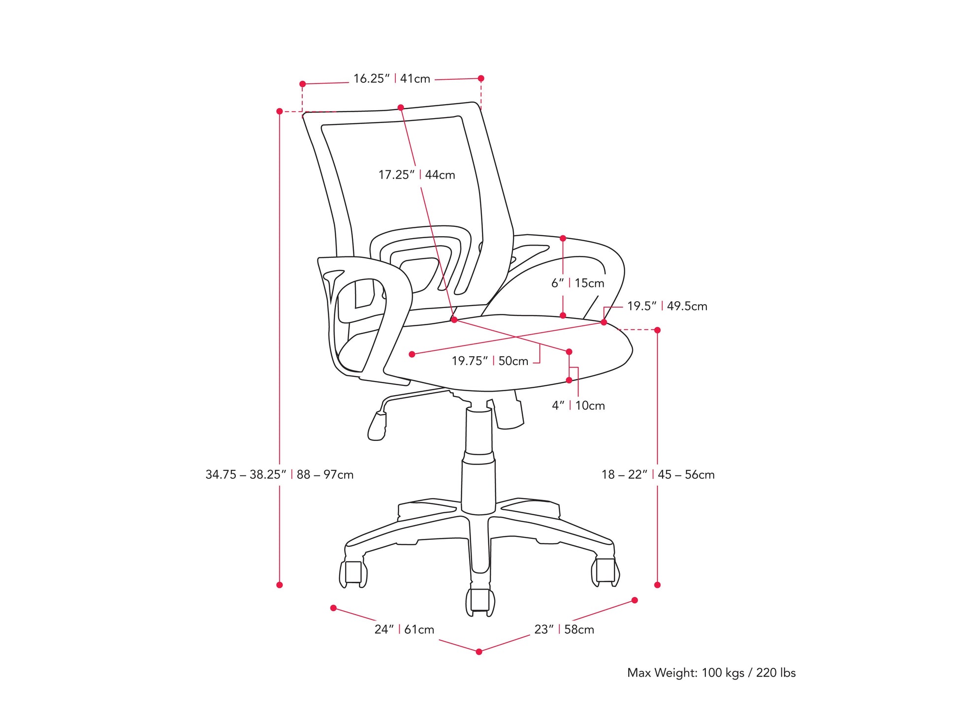 Mesh Back Office Chair with Lumbar Support CorLiving Furniture Canada