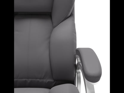 Grey executive office chair with ergonomic design, adjustable height, padded armrests, and breathable mesh back. Ideal for home or office use, this stylish chair combines comfort with modern aesthetics.
