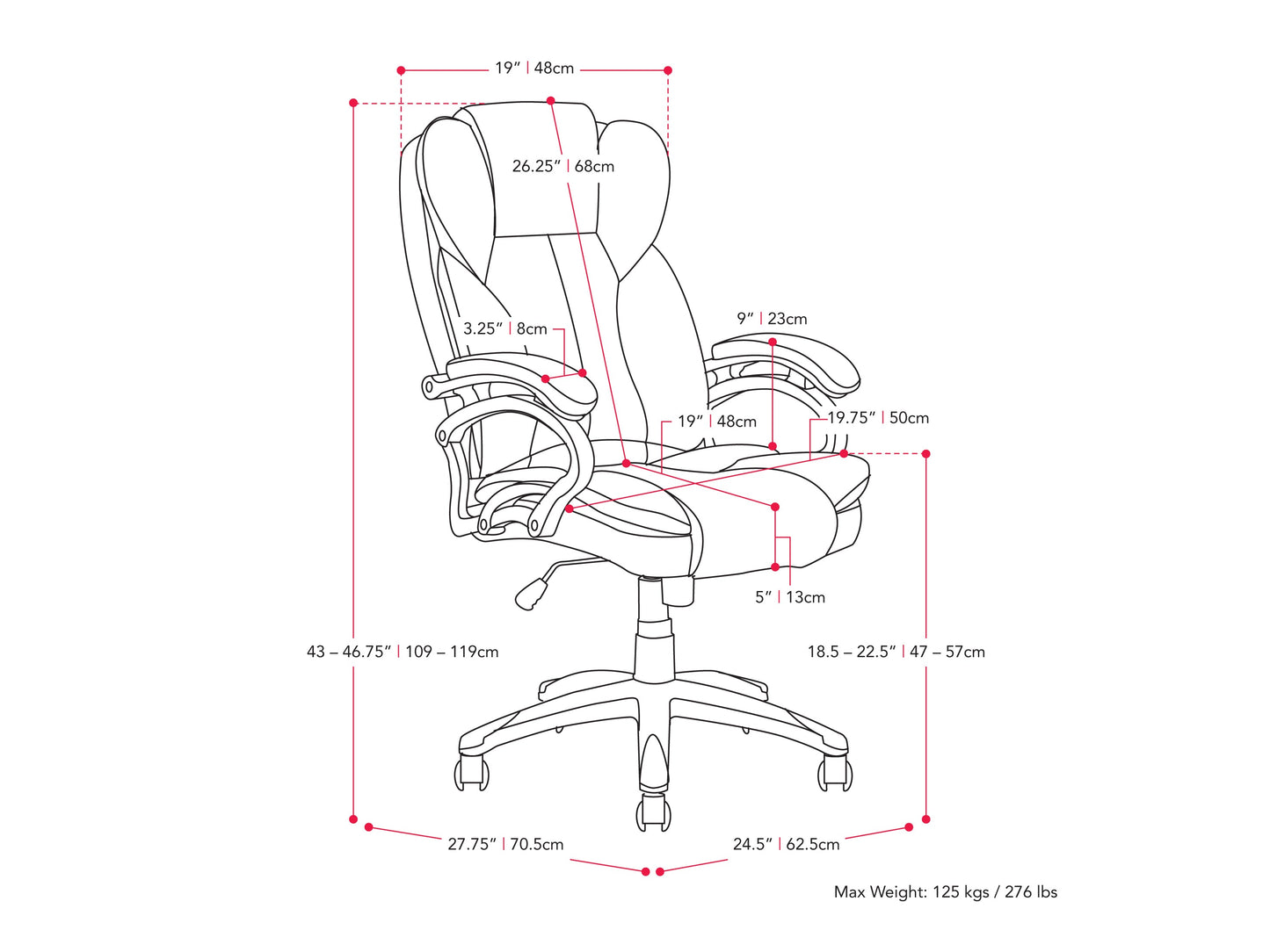 Brick red executive office chair with ergonomic design, adjustable height, padded armrests, and lumbar support. Upholstered in soft, textured fabric with a sturdy metal base and smooth-rolling casters.