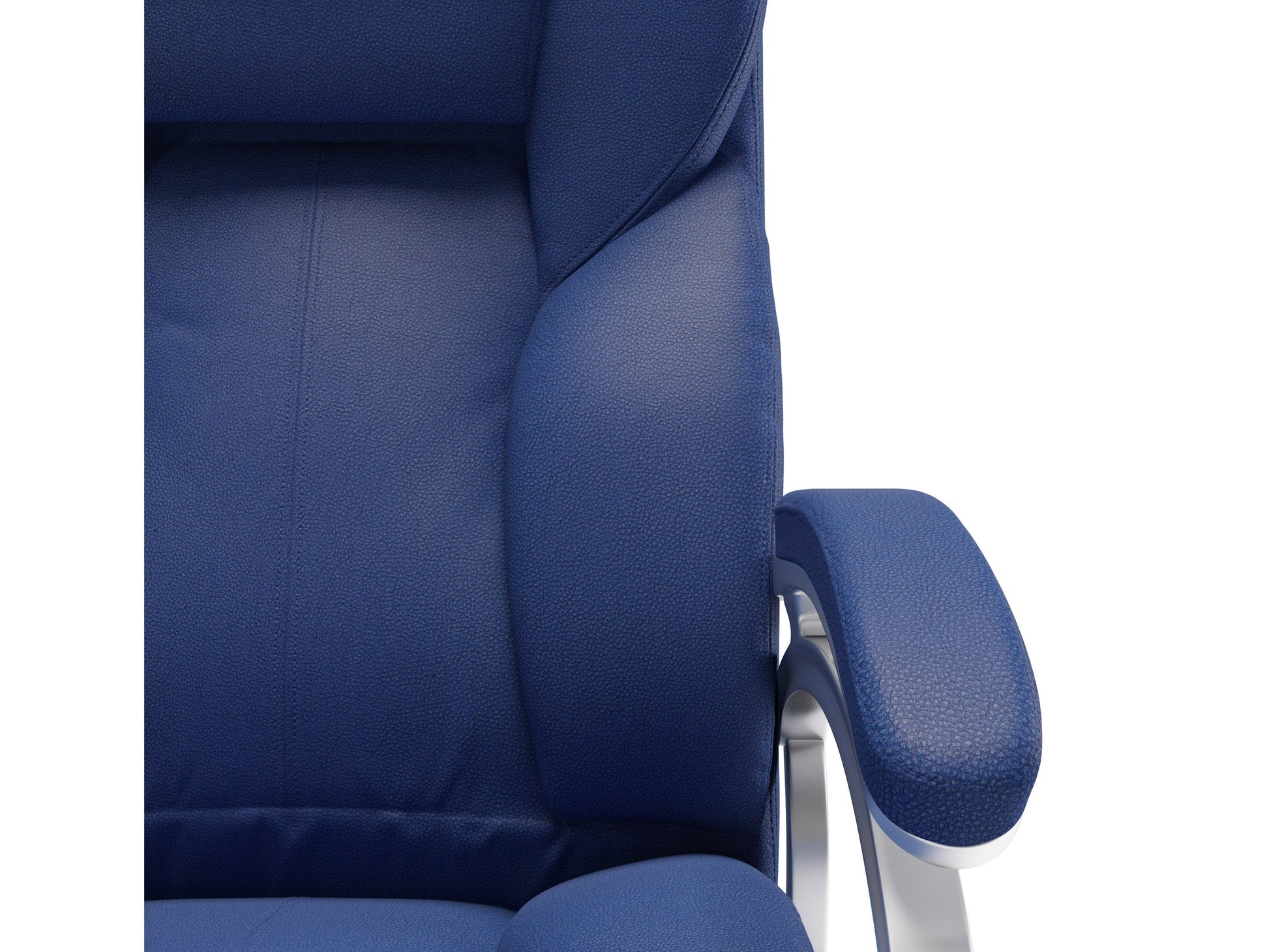 Cobalt blue executive office chair with ergonomic design, adjustable armrests, high back support, breathable mesh fabric, and chrome base. Ideal for modern home offices and professional workspaces.