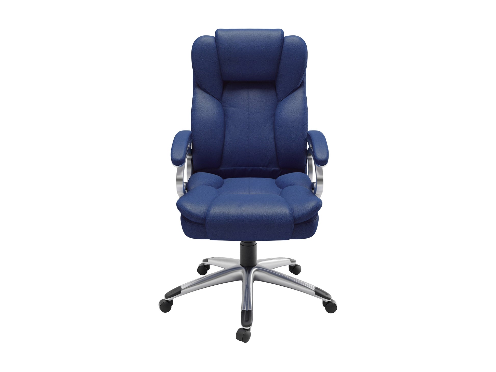 Cobalt blue executive office chair with ergonomic design, adjustable armrests, high back support, breathable mesh fabric, and chrome base. Ideal for modern home offices and professional workspaces.