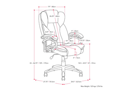 Ergonomic executive office chair in espresso brown leather with high back, adjustable armrests, and chrome base. Features plush cushioning, lumbar support, and 360-degree swivel for enhanced comfort and productivity.